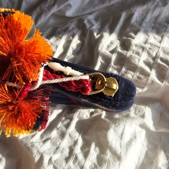 Sezane x Lucia Vergara Max Flat Pouch - Marine Blue w/ Jazmin Embroidery - NWT - Picture 8 of 12